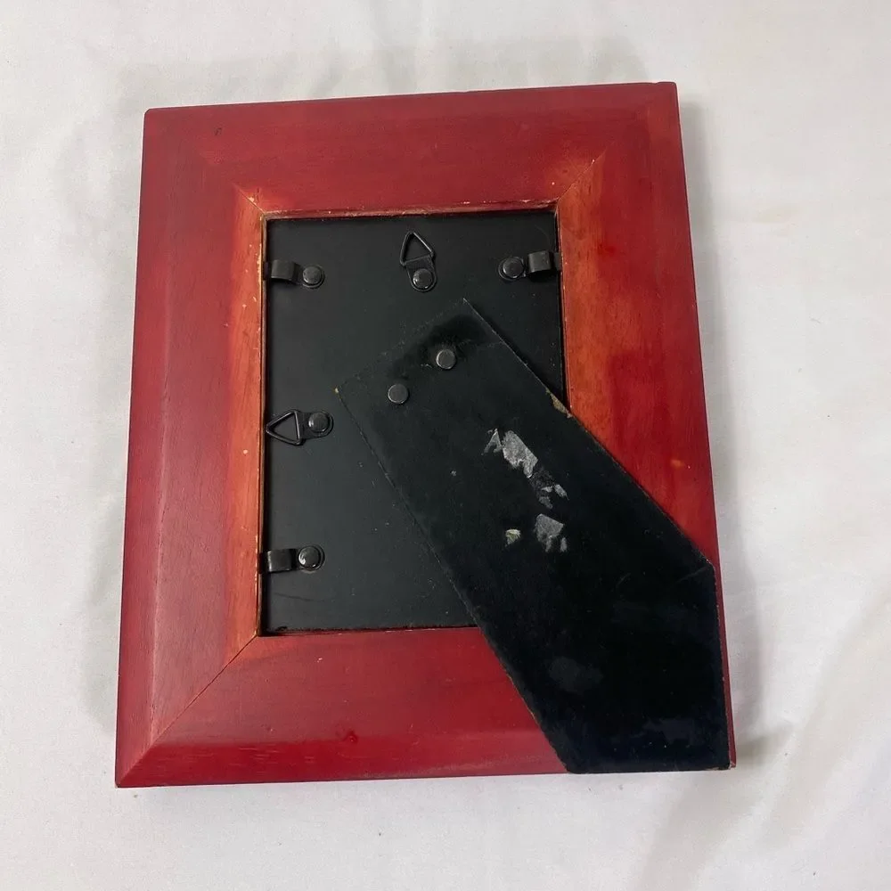 Red Wooden Picture Frame Vintage 4x6 photo Very